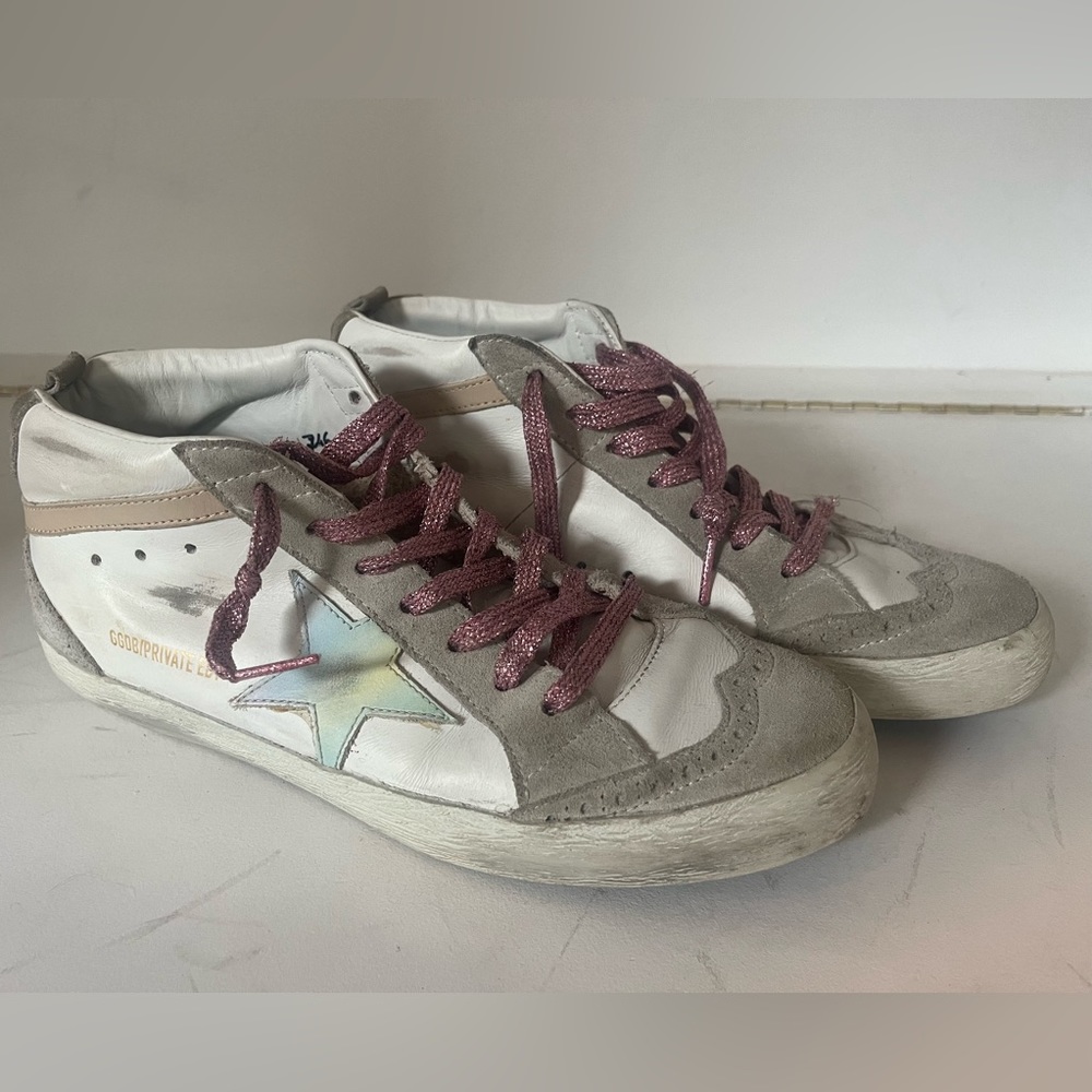 Limited edition rare golden goose sneakers with pink sparkly laces